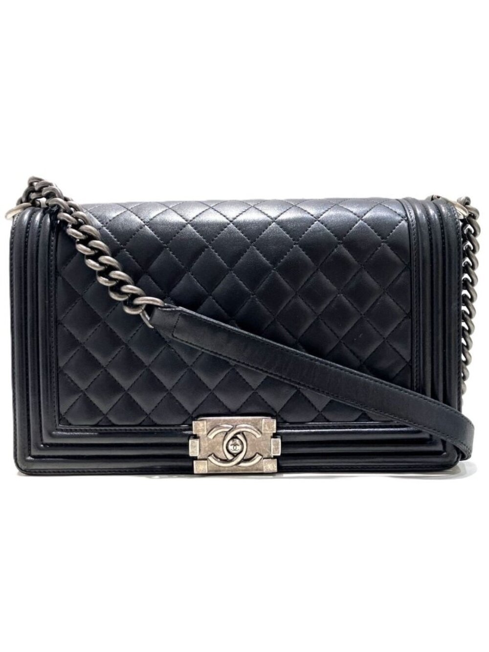 Chanel Large Chain Shoulder Bag Boy Lambskin